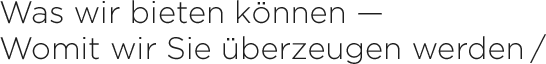 Was wir bieten können — Womit wir Sie überzeugen werden /
